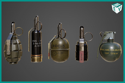 5 Fragmentation Grenades Single Mat URP HDRP Textures