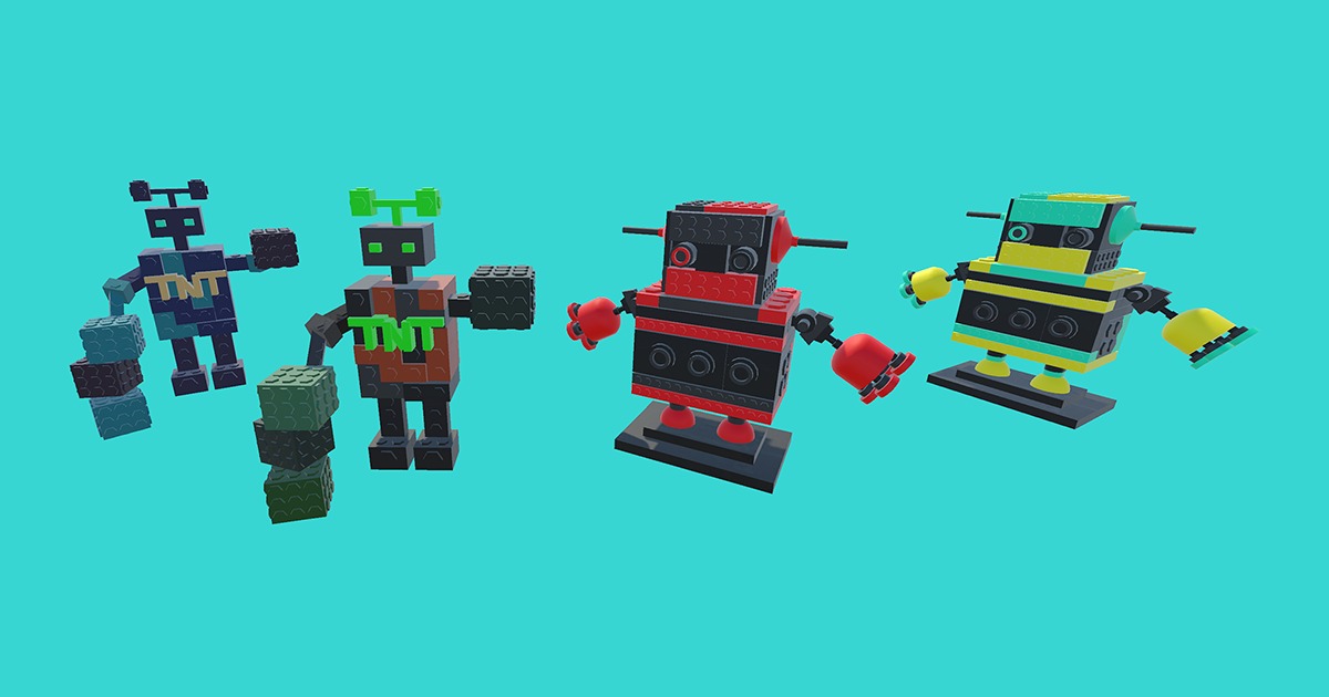 Brick Toy 3D Low Poly Warrior Robots | 3D Props | Unity Asset Store