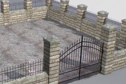 Stone fence wall 3