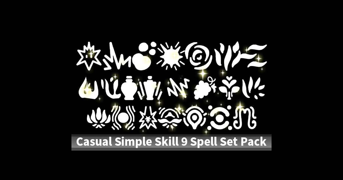 Nine Spell Casual Simple Skill 9 Spell Set Pack | 2D Icons | Unity Asset Store