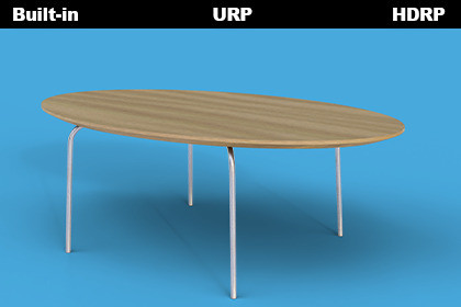 Realistic Elliptical Wood Table 3d