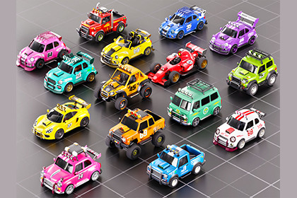 Modular Racing Cars - Low-Poly Game Ready Car Pack 3D Model