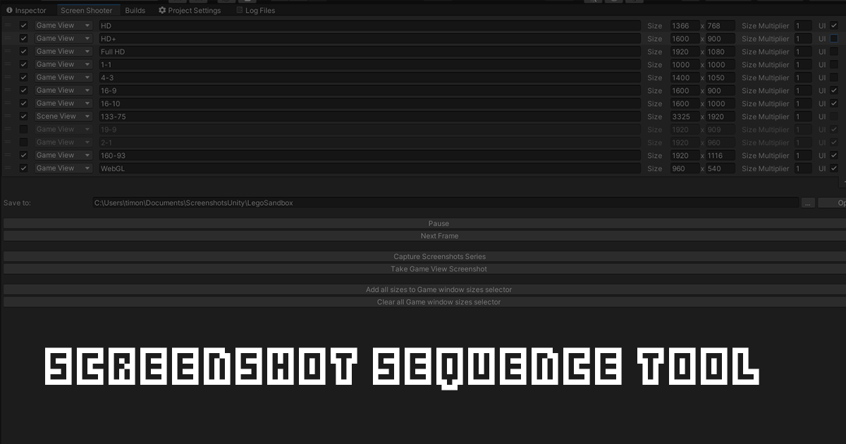 Screenshot sequence tool | Utilities Tools | Unity Asset Store