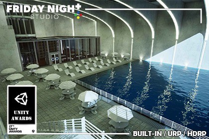 Futuristic Pool Lounge – Luxury Sci-Fi Environment