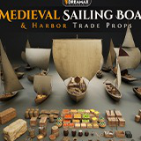 Medieval Sailing Boats & Harbor Market Props Pack – Cargo, Market & Dock Assets