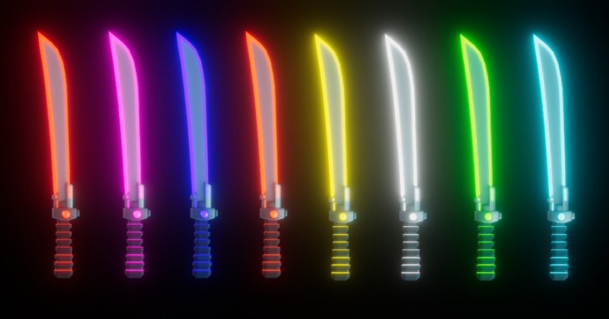 Neon Cyber Weapon Pack - Katana | 3D 武器 | Unity Asset Store