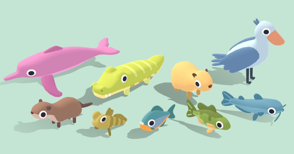 Anials Unity Quirky Series - River Animals Vol.2 | 3D Animals | Unity Asset Store