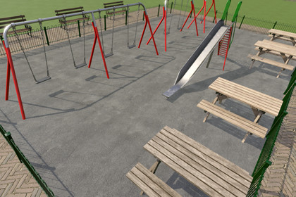 Park Swings, Slide & Benches