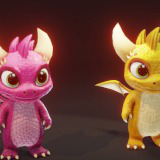 Cartoon Baby Dragons 3D Model & 5 Music Tracks & 36 Sound Effects (Built-in)