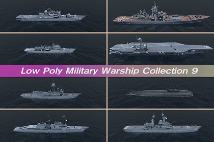 Low Poly Military Warship Collection 9