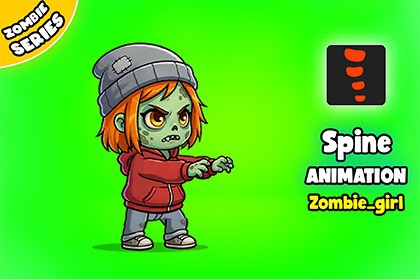 Zombie Girl - 2D Animated Character (Spine)