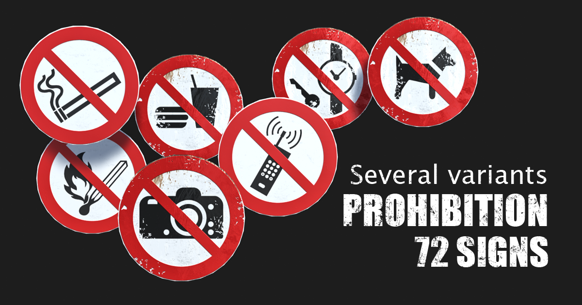 Prohibition 72 signs (ISO 7010) | 3D 외부소품 | Unity Asset Store