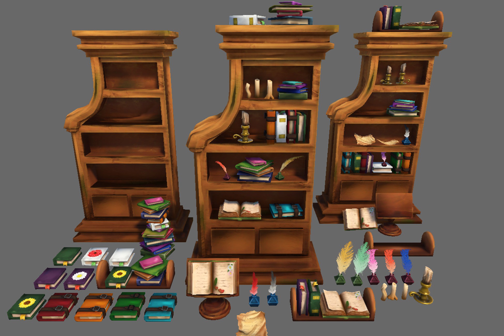 Prop Library Animation Stylized Hand-Painted Library & Books Prop Pack | Low Poly | 3D ...