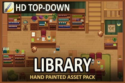 Hand-Painted 2D Cozy Library Asset Pack