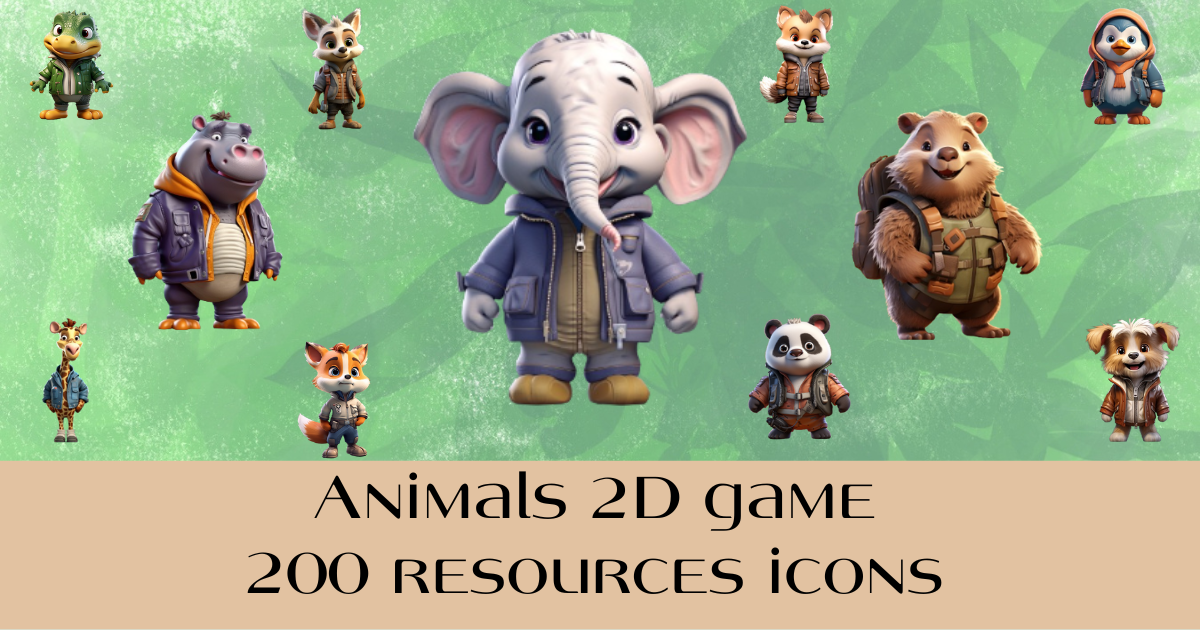 Python 2d Animal Animal Icons Pack - 200 Transparent 2D Assets | 2D Characters | Unity ...
