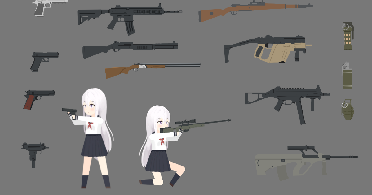Generic Cute 2D - Tactical Weapon & Animation Extension | 2D キャラクター ...