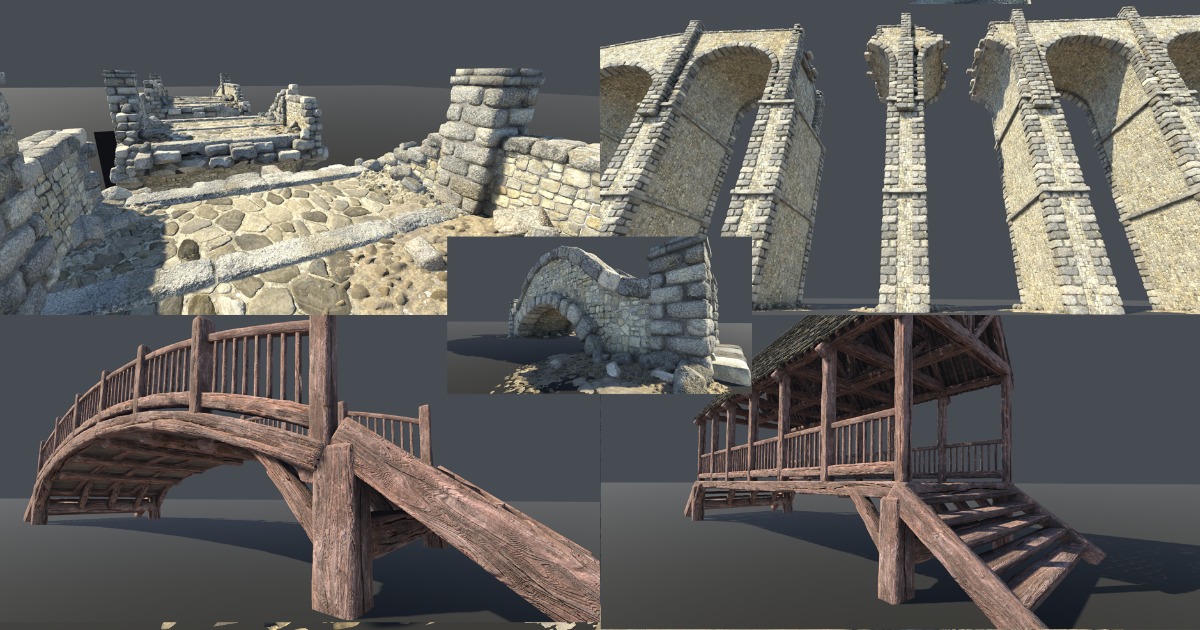 Modular Assets Bridge Medieval Modular Bridge Package | 3D 小道具 | Unity Asset Store