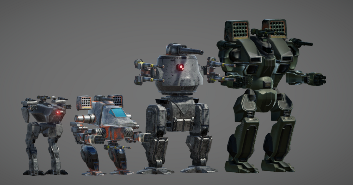 Mech Unity Wars 4 Battle Mechs Bundle | 3D Robots | Unity Asset Store