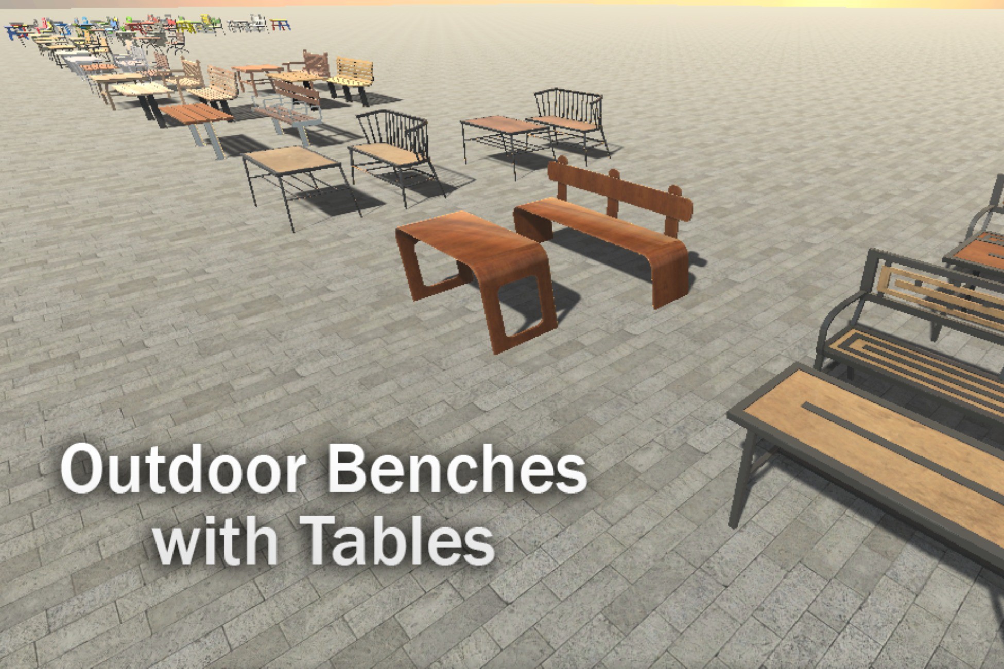 Outdoor Benches with Tables | 3D Urban | Unity Asset Store