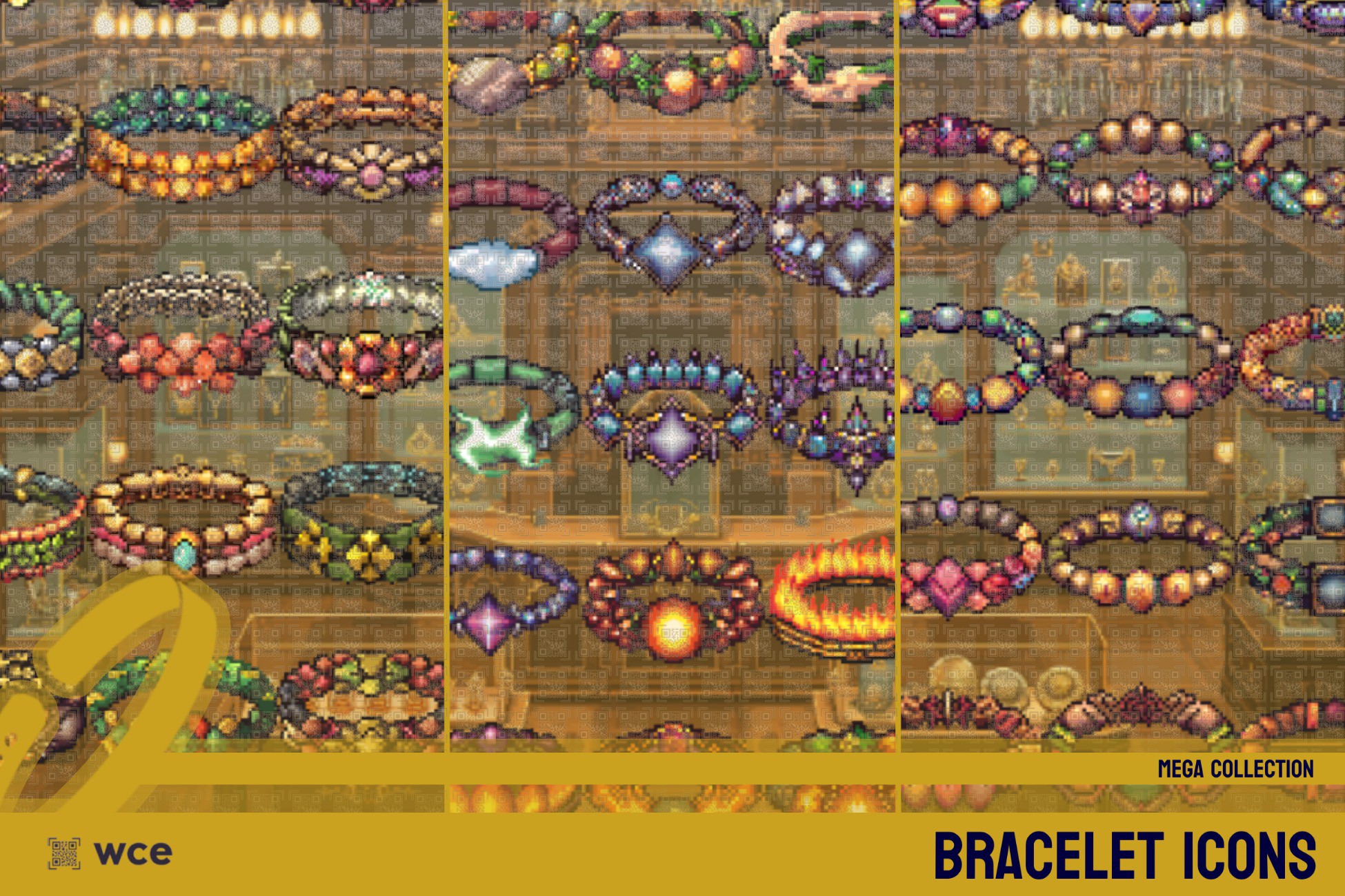 Bracelet Icons - Mega Pack - 2D Pixel Jewelry and Accessories Bundle ...