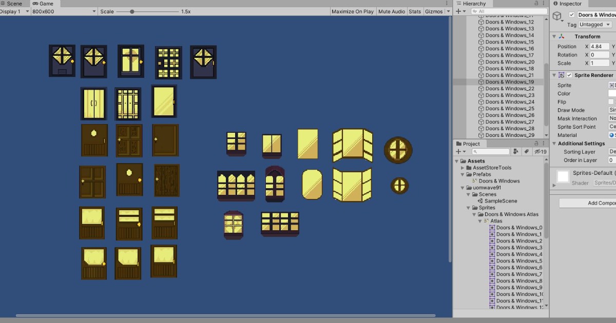 2D Game Kit - Doors & Windows Pixelated | 2D Environments | Unity Asset ...