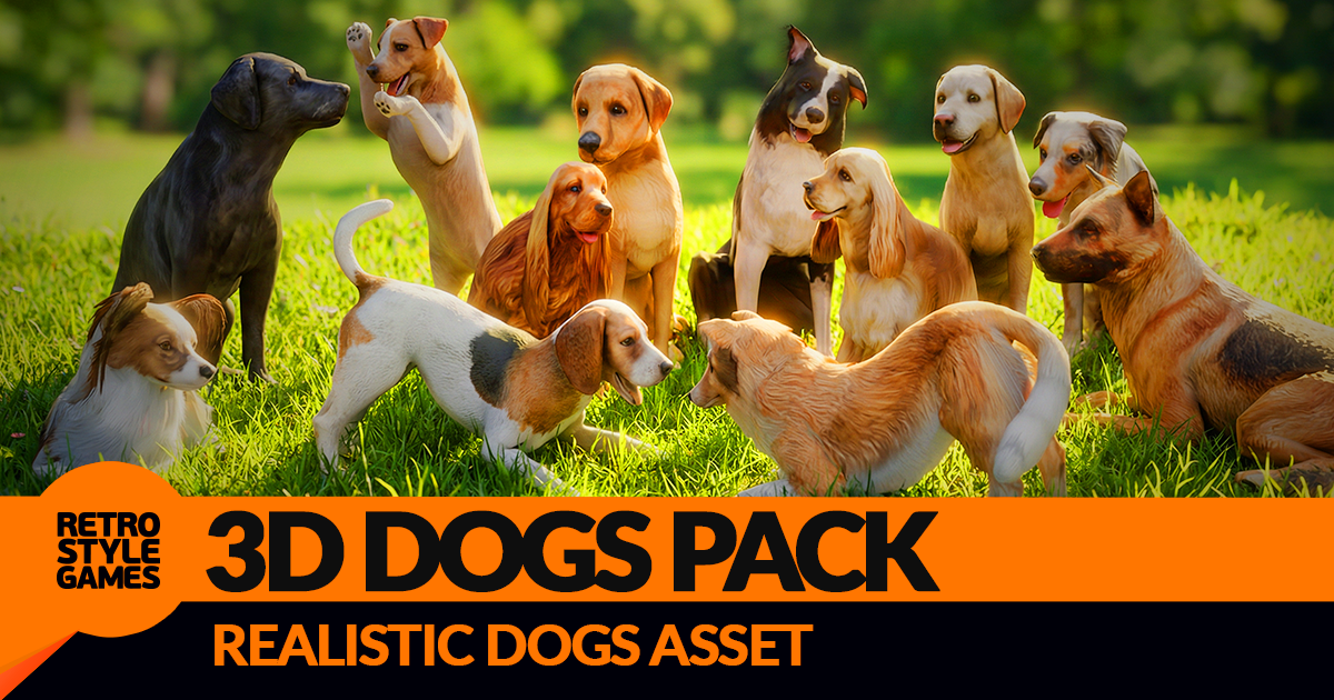 Realistic 3D Dog Pack | 3D Animals | Unity Asset Store