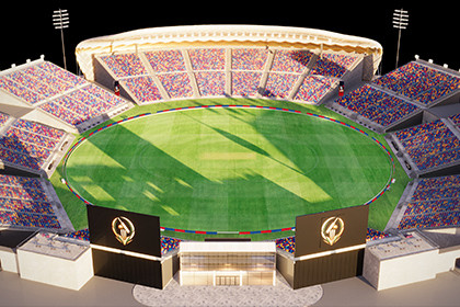 Modular Cricket Arena Stadium 3D Environment with Props