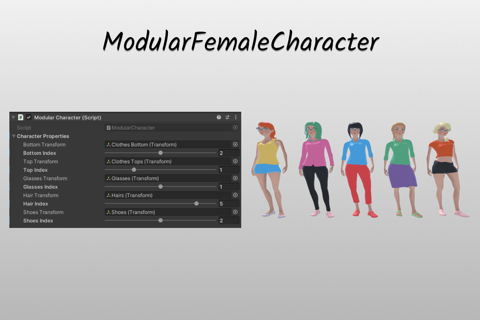 Girls Vector Unity Modular Female Character | 게임 툴킷 | Unity Asset Store