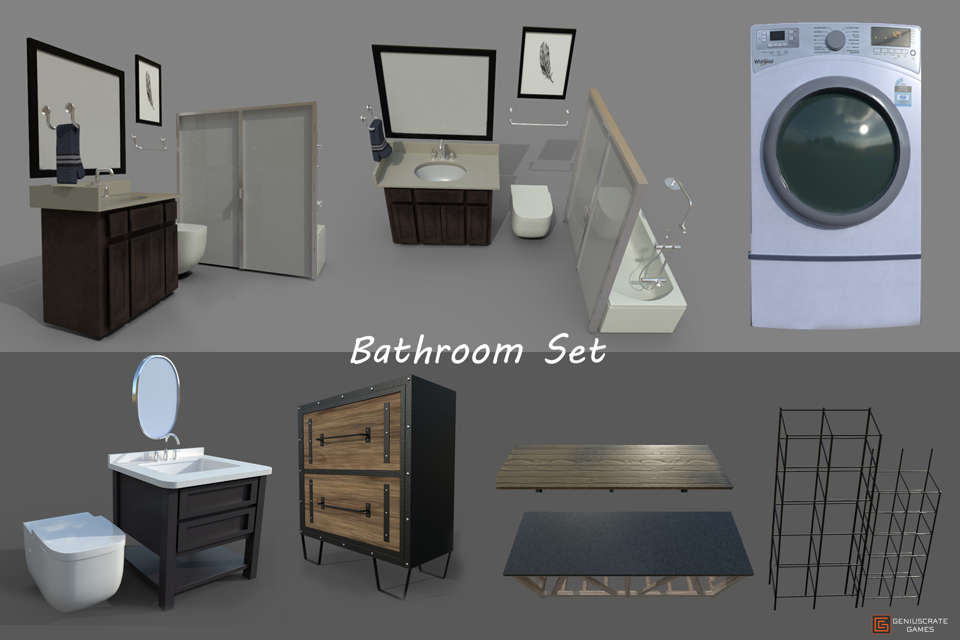 Bathroom Set- Interior | 3D Furniture | Unity Asset Store