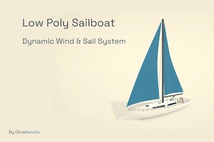 Low Poly Sailboat — Dynamic Wind & Sail System