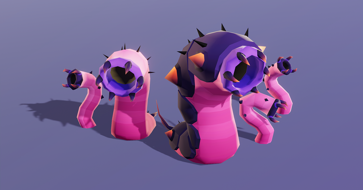 Queen Worm Earthworm Evolution Pack Cute Series | 3D Creatures | Unity ...