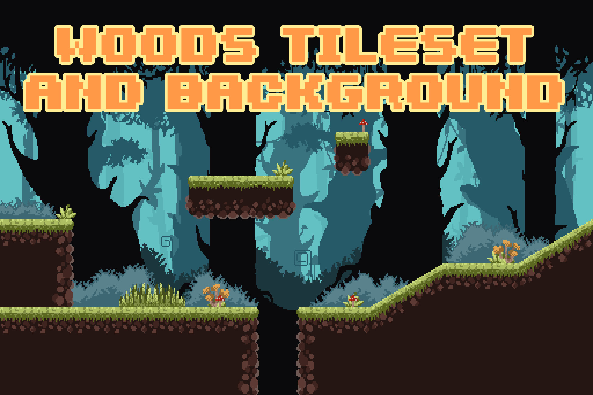 Pixel Art Woods Tileset and Background | 2D Environments | Unity Asset ...
