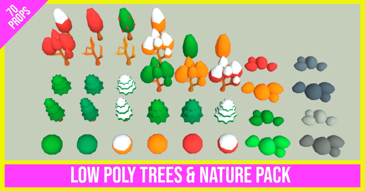 Low Poly Trees & Nature Pack (70 Props) | 3D Trees | Unity Asset Store