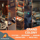 Sci-Fi Low Poly Interior Bundle: Grand Colony Collection (5-in-1) | Cosmic Retro