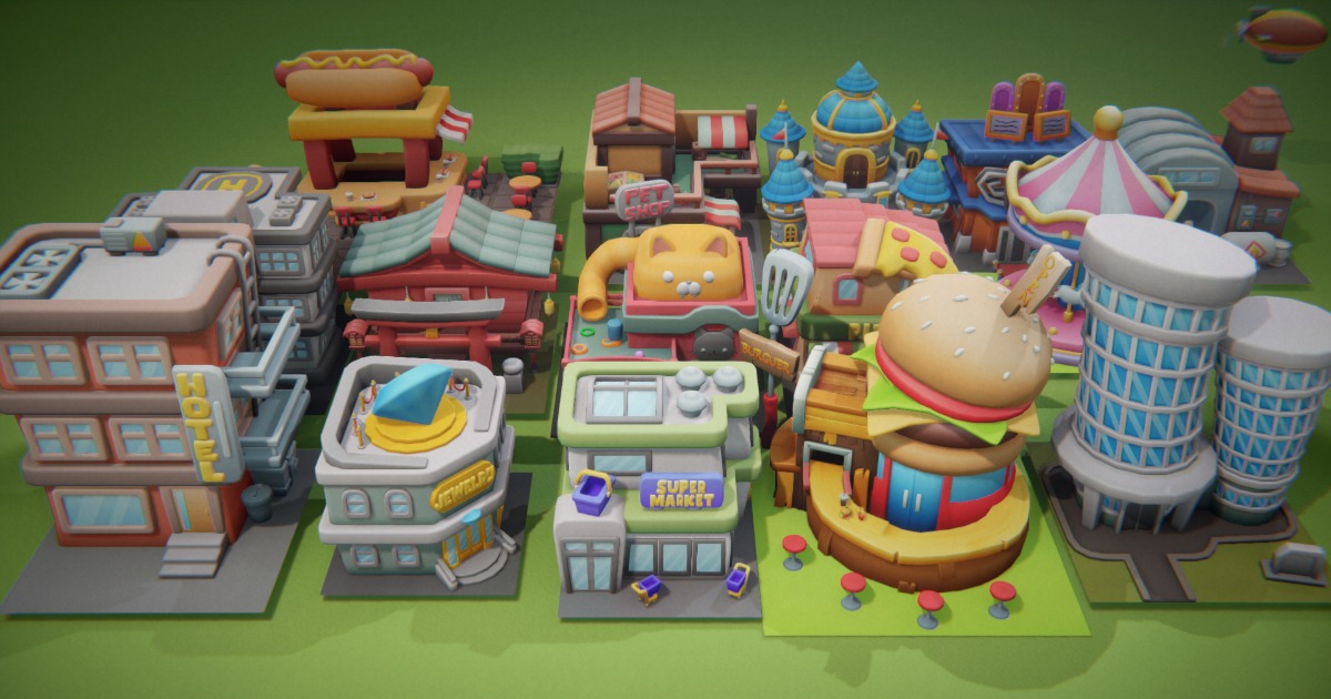 15 Buildings Level Up Pack - 75 levels | 3D Props | Unity Asset Store