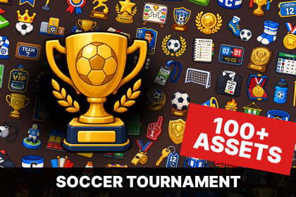 Football Soccer Club Tournament Stadium Awards Equipment Icons Pack