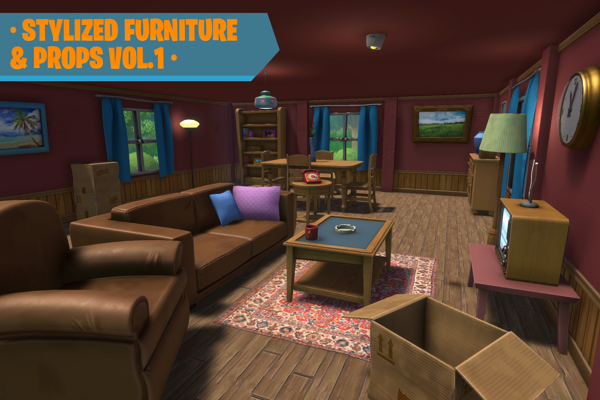 Stylized Furniture & Props Vol.1 3D Furniture Unity Asset Store
