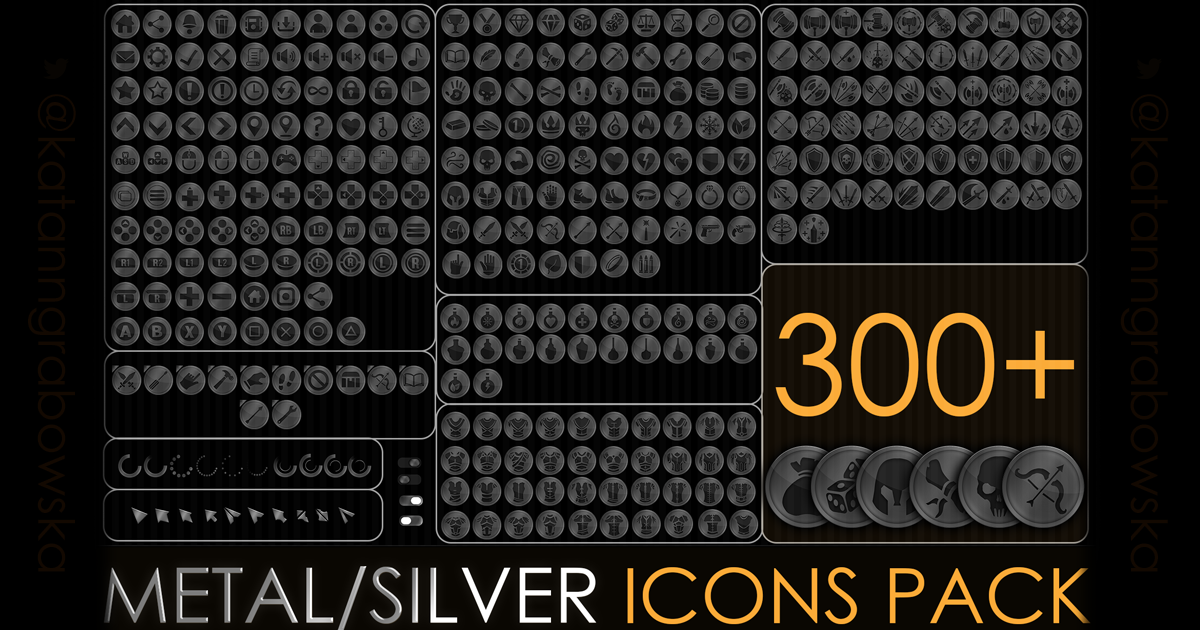 300+ Metal GUI RPG Fantasy Icons Pack | 2D Icons | Unity Asset Store