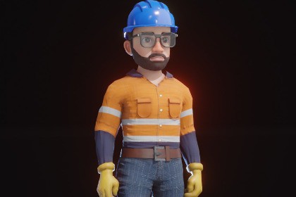 Stylized Male Worker 3D Model – Animated & Customizable (Game-Ready, Built-In)
