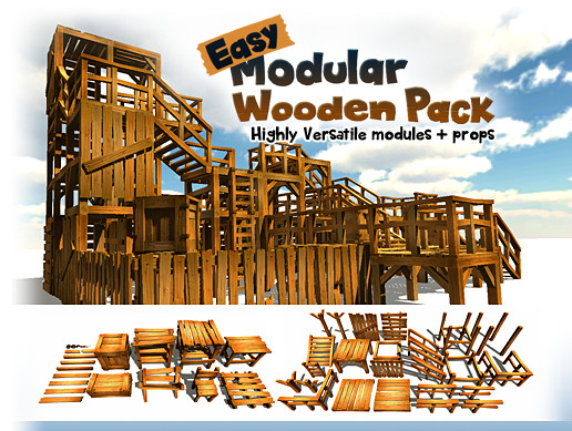 Unity Set Diy Easy Modular Wooden Pack | 3D 외부소품 | Unity Asset Store