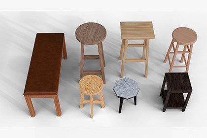 7 Low Poly Stool & Bench Pack
