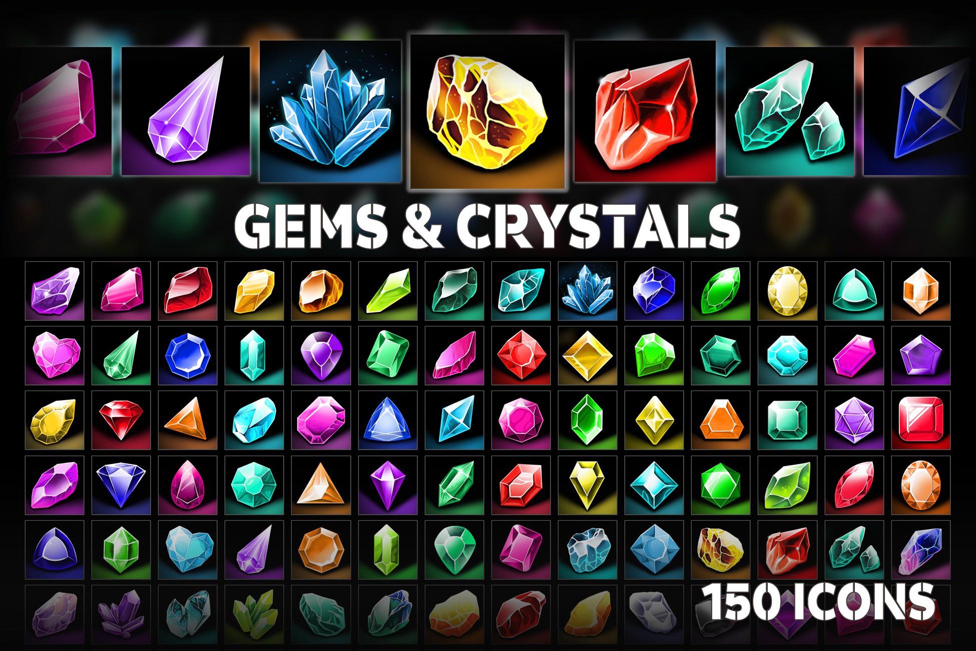 Crystal Rpg Icon Gems and Crystals - Icons | 2D Icons | Unity Asset Store