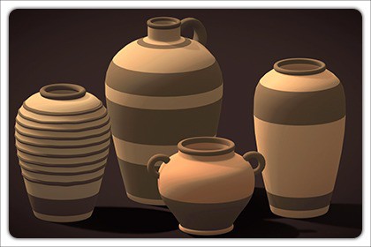 Clay Vases Pack - Clay Color Variety - Low Poly