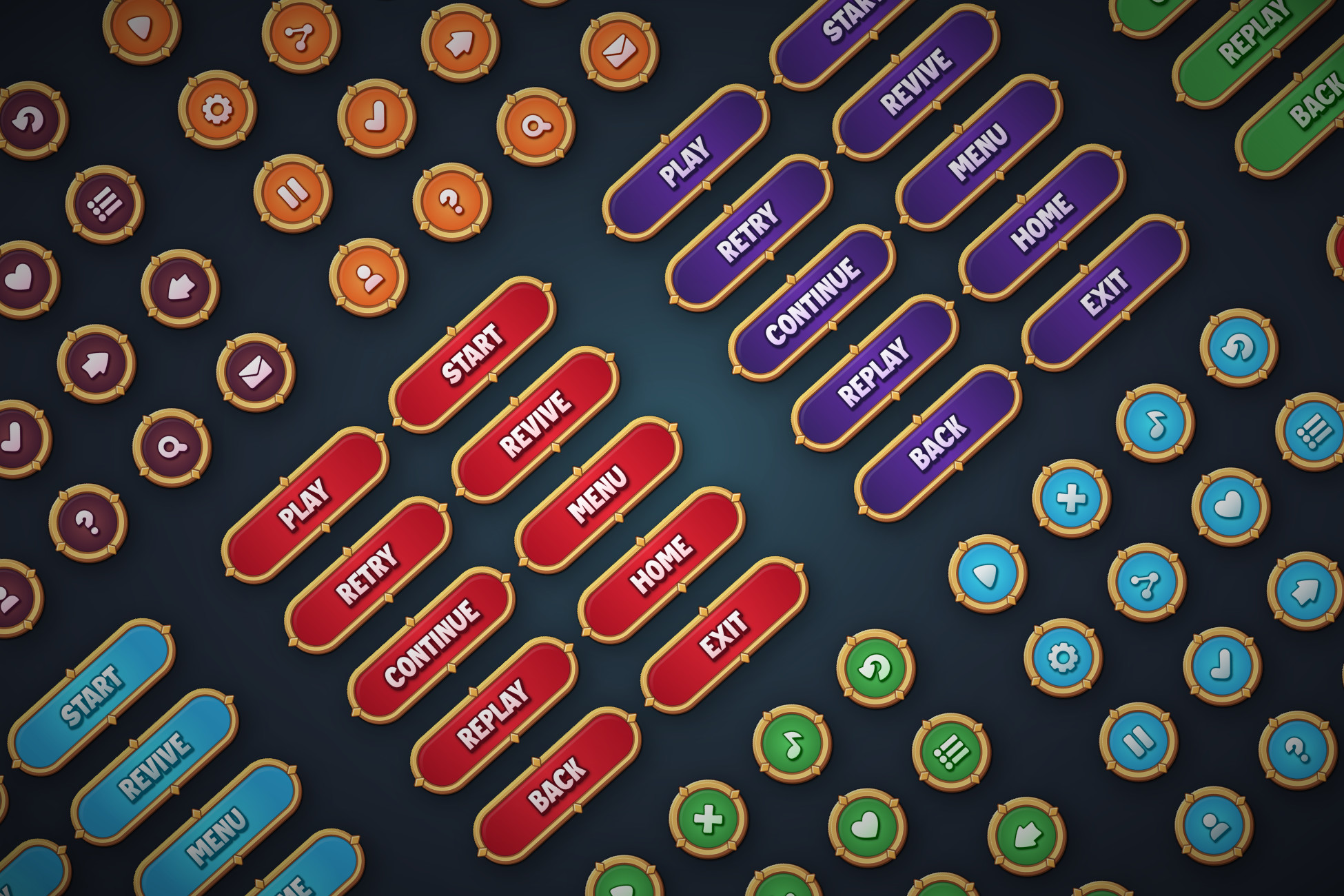 Game Buttons Pack 1 - Cartoon Style Buttons kit for Casual Games | 2D ...