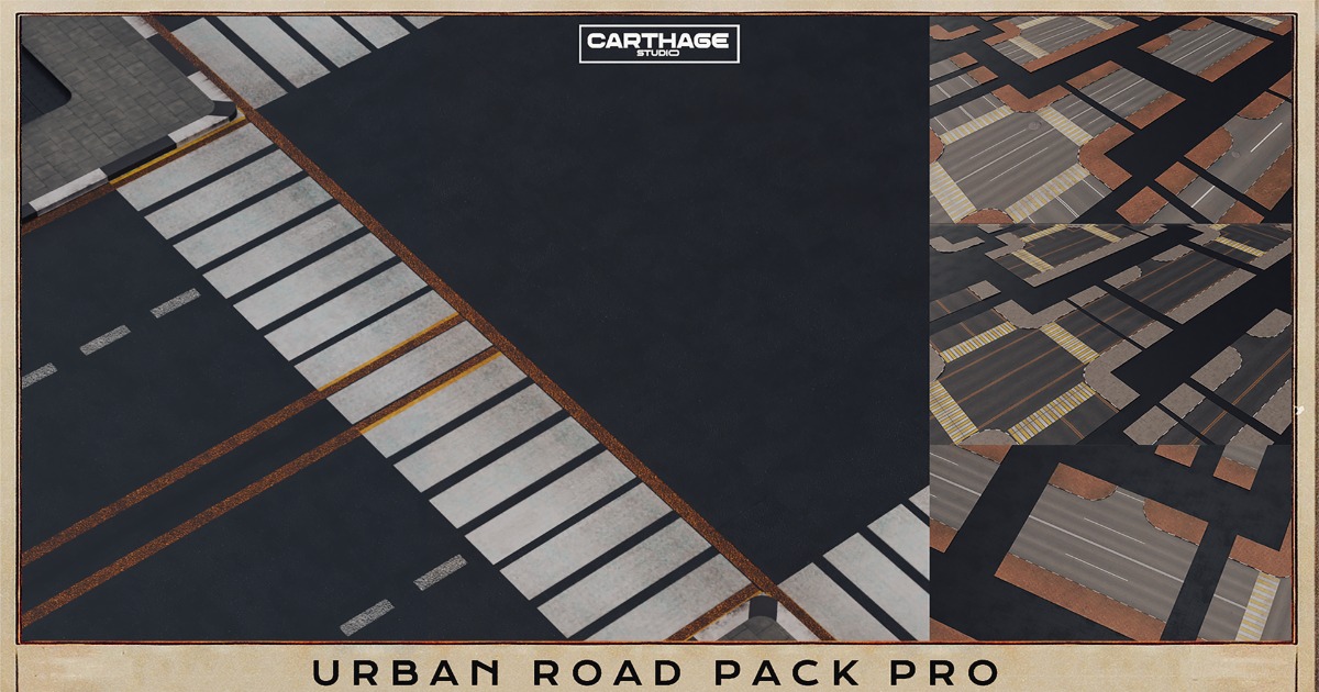 Urban Road Pack Pro – 4 Style Variations | 3D Roadways | Unity Asset Store