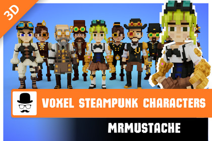 Voxel Steampunk Characters Pack