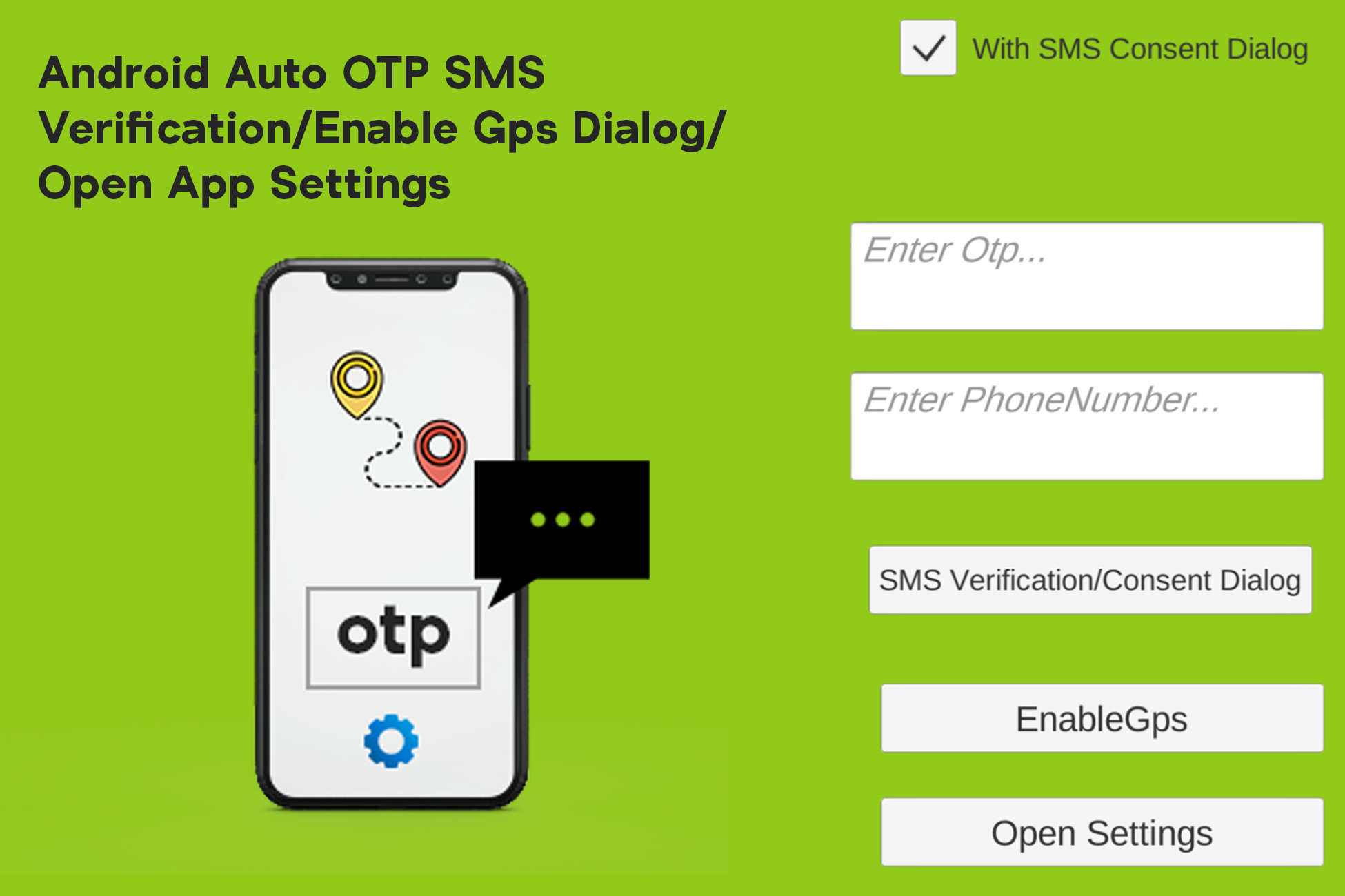 sfærisk Hvor fint værksted Android Auto OTP SMS Verification/Enable Gps Dialog/Open App Settings |  Integration | Unity Asset Store