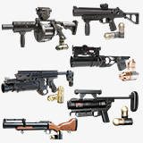 6 Grenade Launcher Black URP HDRP Textures