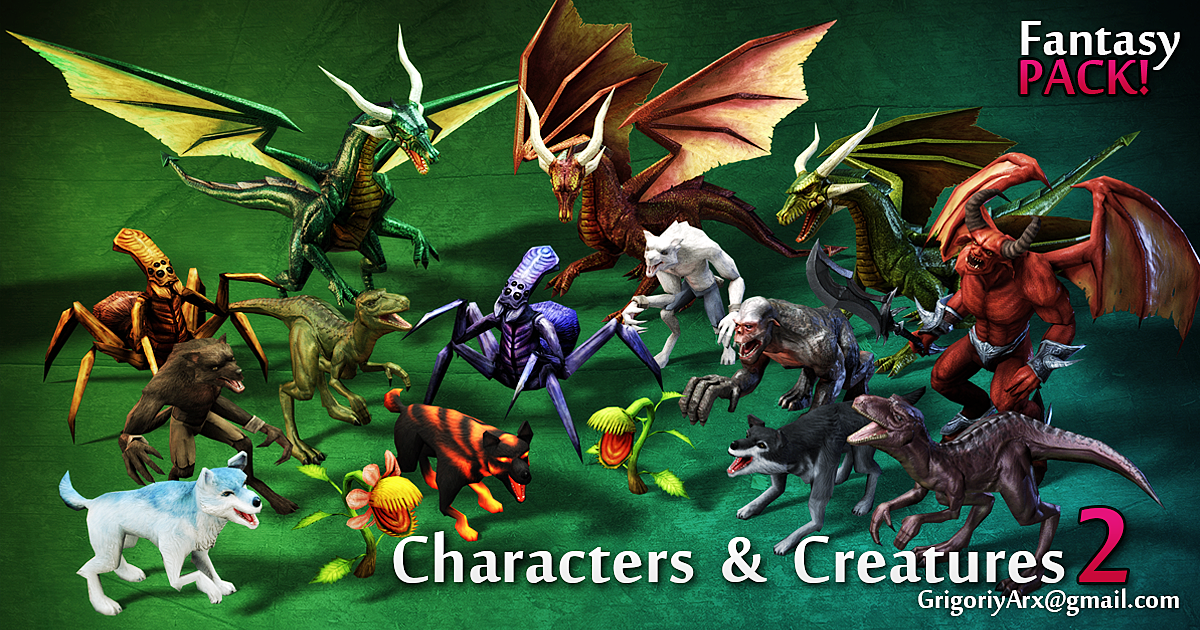Unity Creatures Fantasy Characters & Creatures pack 2 | 3D Creatures | Unity Asset Store