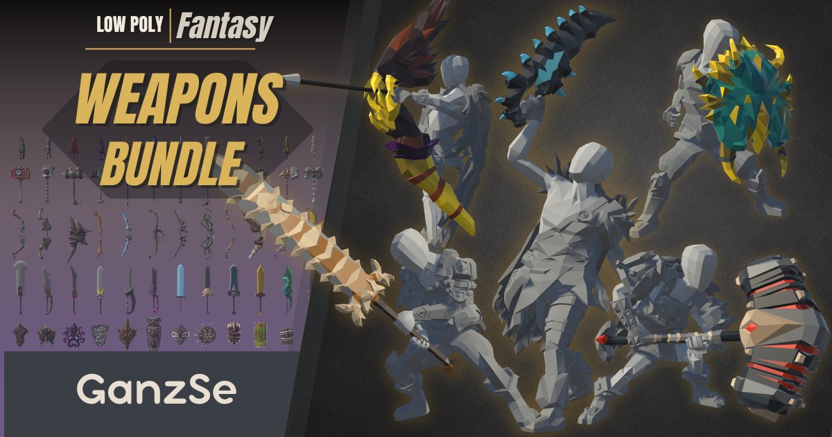 GanzSe Weapons - Fantasy Low Poly Bundle | 3D Weapons | Unity Asset Store